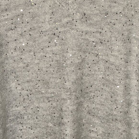 LOFT V Neck Sparkle Silver / Gray Sweater. Size: Medium - Picture 3 of 6